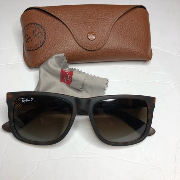 Ray Ban Polarized Justin Tortoise Gradient Lenses - Picture 2 of 5